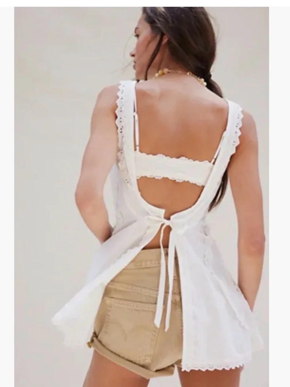 Free People White Crochet Tank Camisole